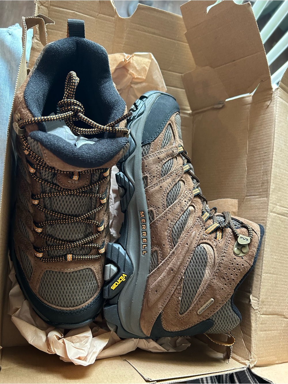 Merrell Brown and Black Mid-Height Hiking Boot - Picture 2 of 4